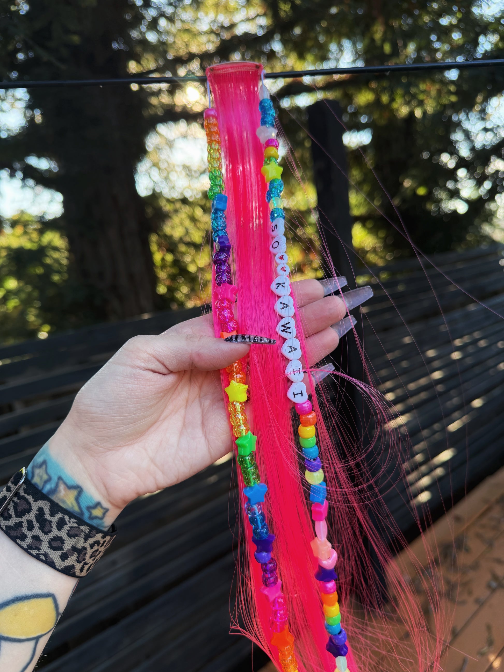 hot pink kandi clip in extension