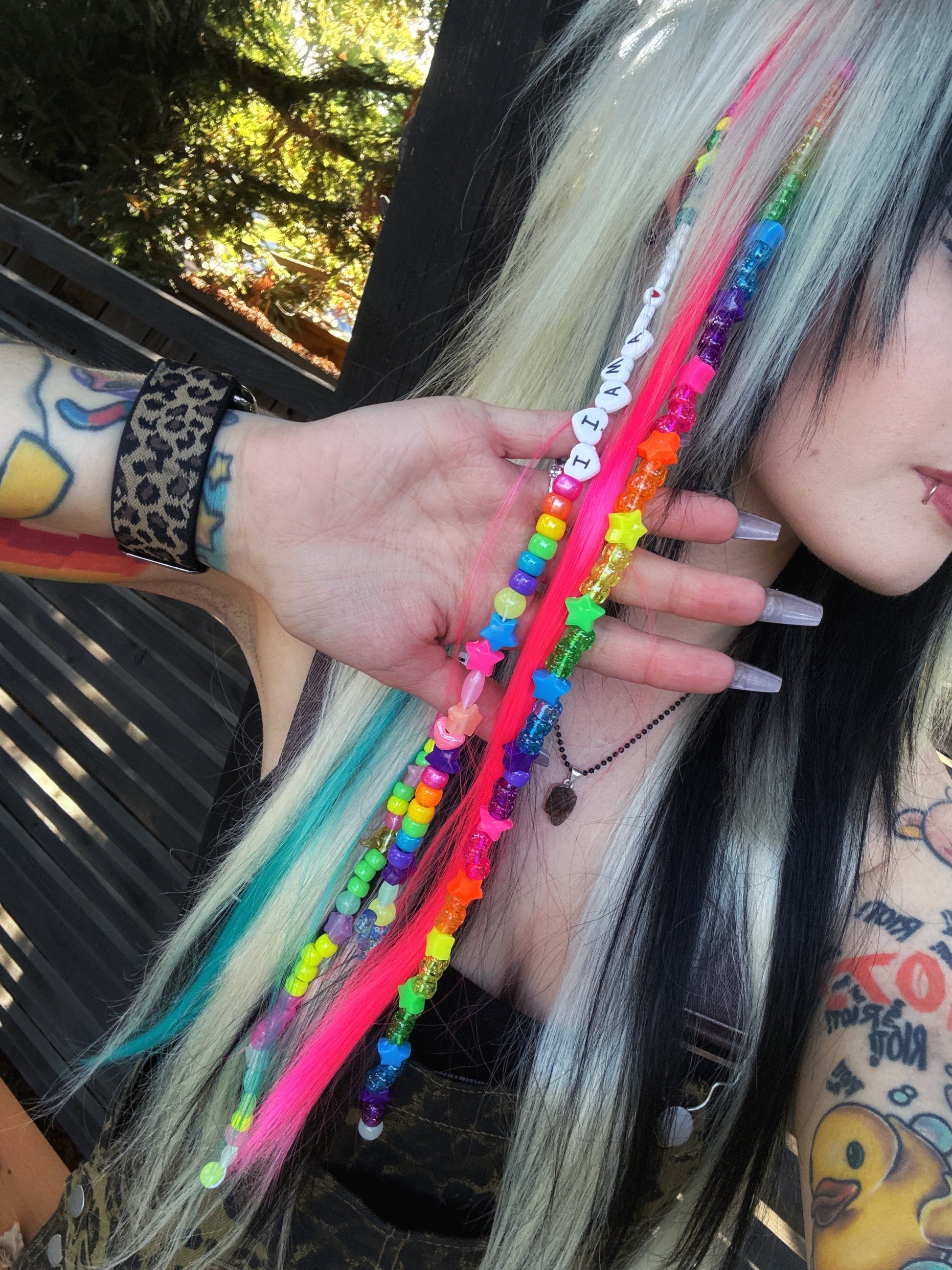 hot pink kandi clip in extension